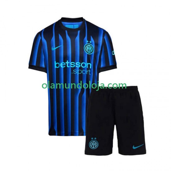 Camisola Inter de Milão Criança Equipamento Primeiro 2025-2026 Manga Curta